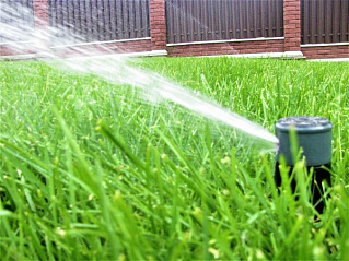 Полив газона дождевателями