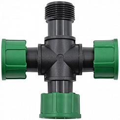 Irritec крестовина 1" ВР?ВР?ВР?НР с накидными гайками